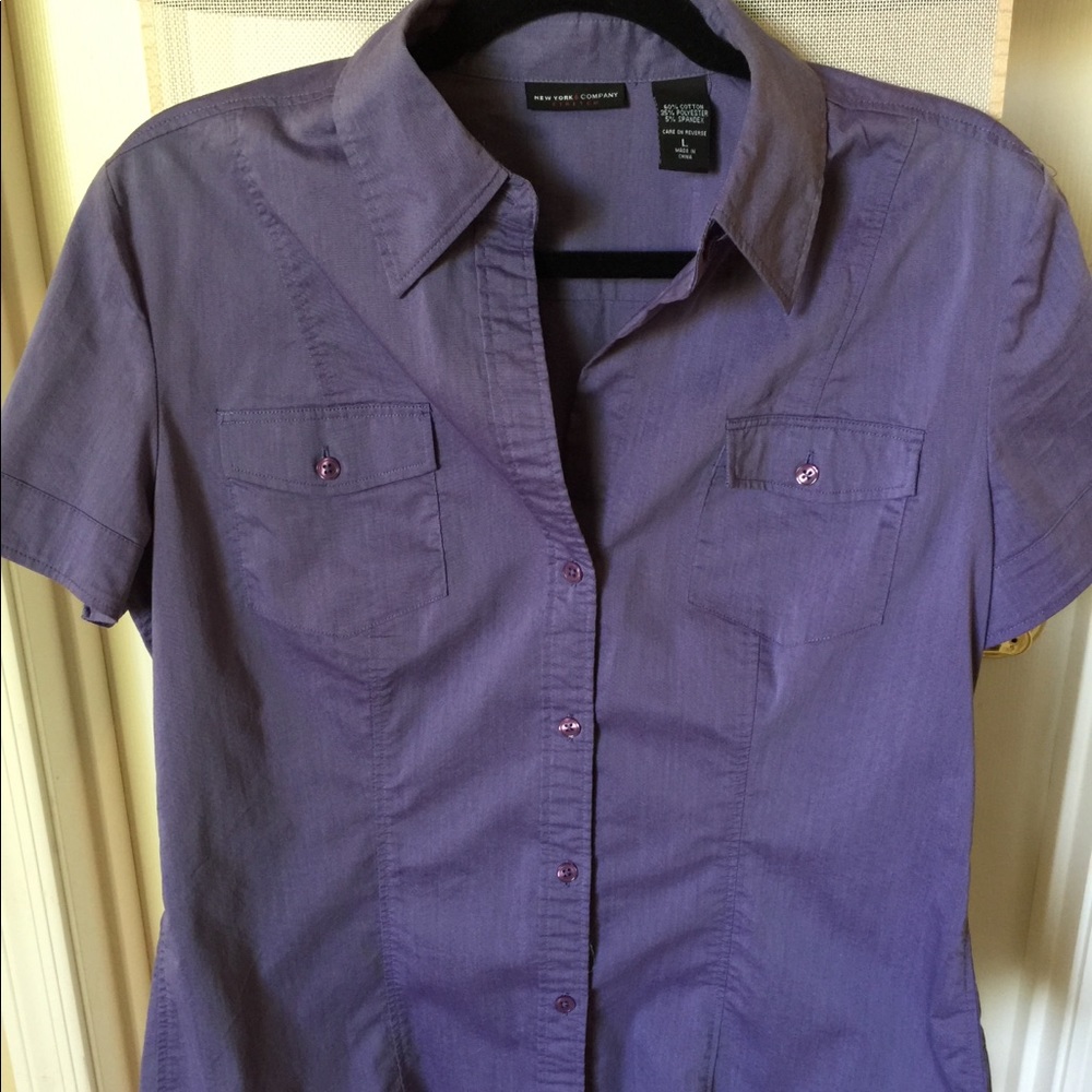 Button down short sleeved blouse